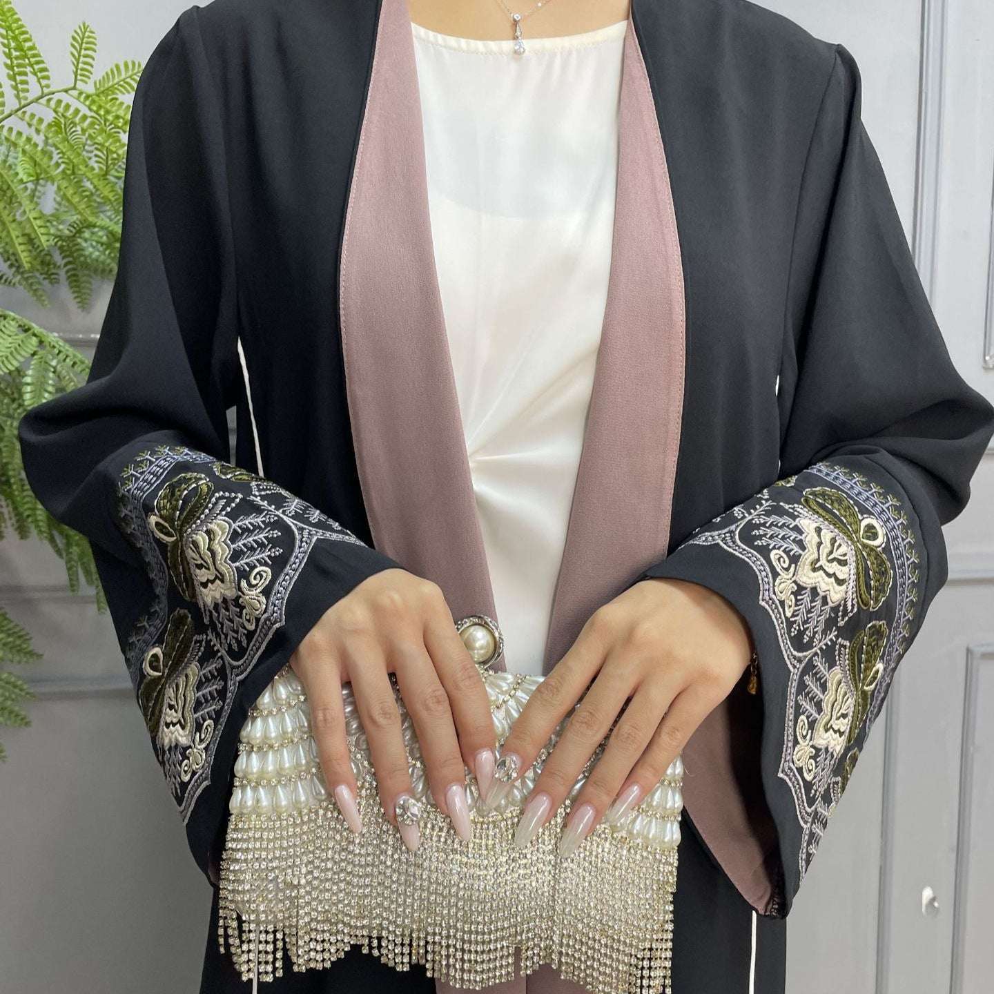MAYSA EMBROIDERED OPEN ABAYA