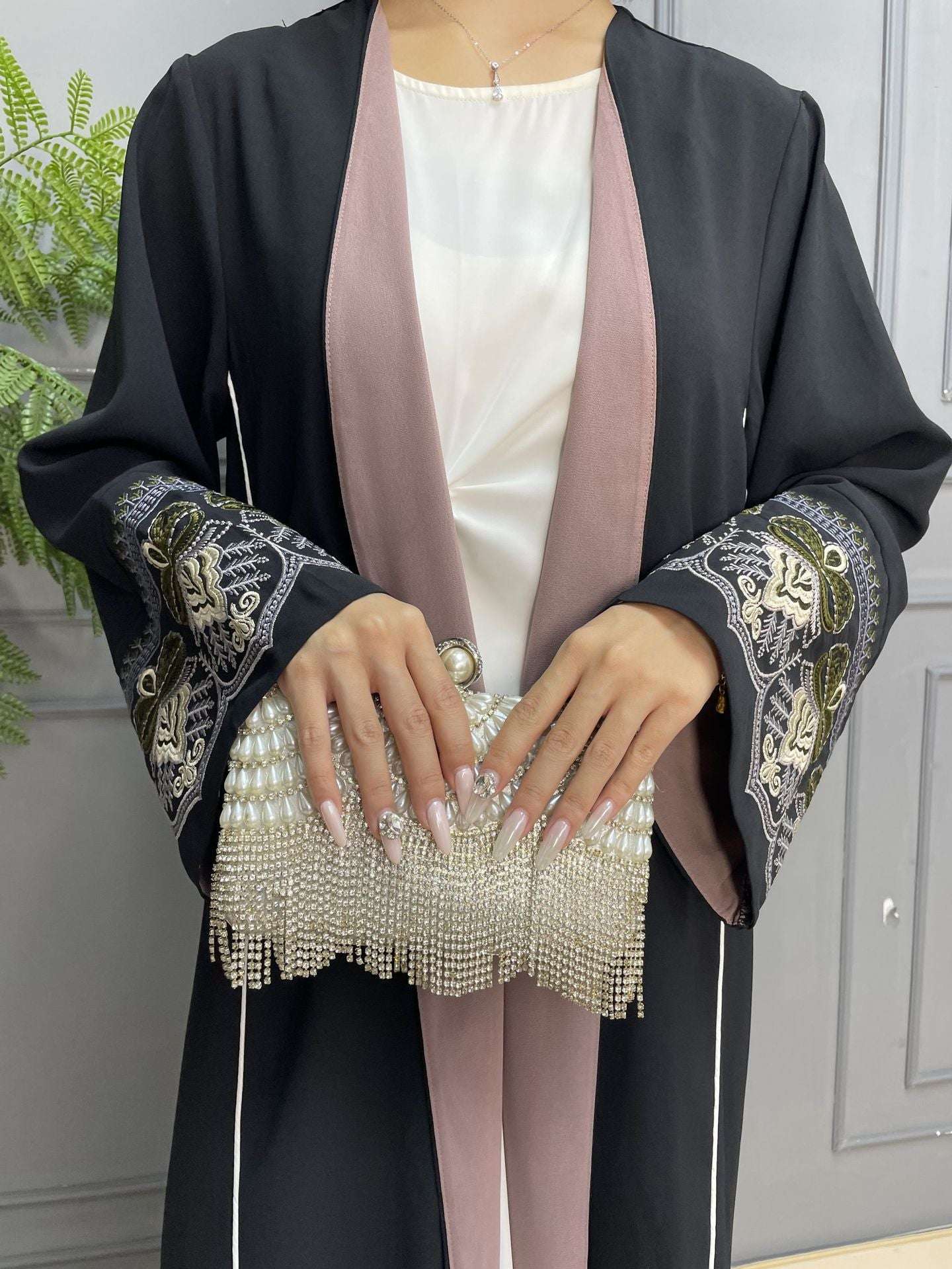 MAYSA EMBROIDERED OPEN ABAYA
