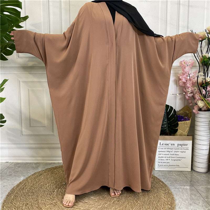 Brown Butterfly Open Abaya with popper buttons 