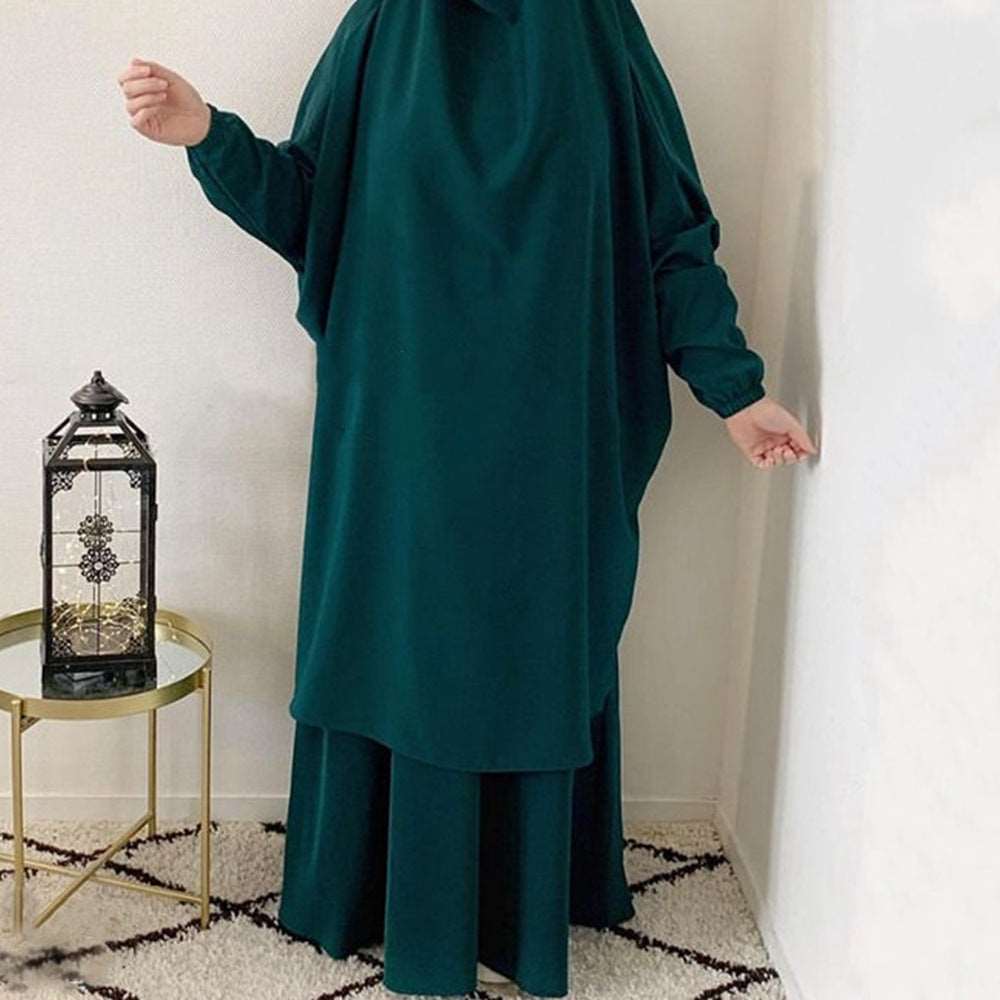 Dark Green two piece jilbab muslim prayer dress