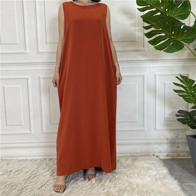 "Red Sleeveless Inner Slip Dress, under abaya"