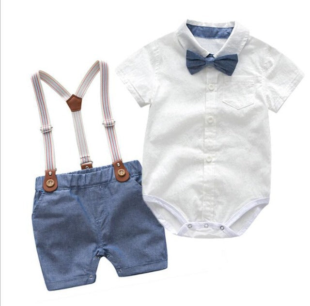 Baby boy gentleman- set collared shirt and shorts - Hallafa This cotton set for babies includes a collared shirt and a pair of shorts-- perfect for little gentlemen! · Material: Cotton · Color: Pink, Light Blue, Green #