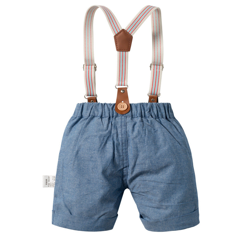 Baby boy gentleman- set collared shirt and shorts - Hallafa This cotton set for babies includes a collared shirt and a pair of shorts-- perfect for little gentlemen! · Material: Cotton · Color: Pink, Light Blue, Green #