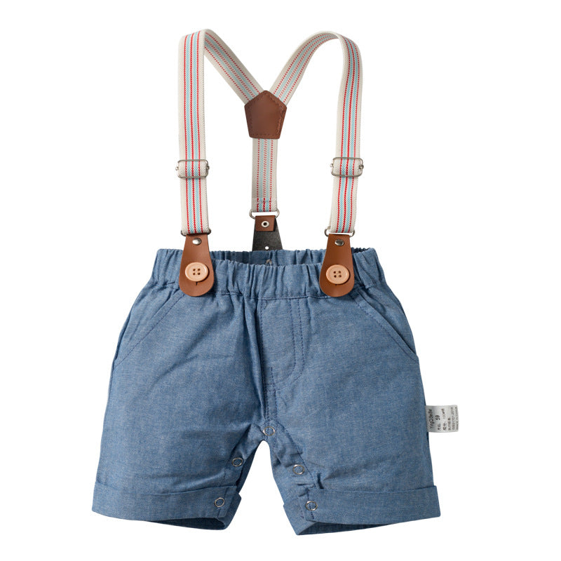 Baby boy gentleman- set collared shirt and shorts - Hallafa This cotton set for babies includes a collared shirt and a pair of shorts-- perfect for little gentlemen! · Material: Cotton · Color: Pink, Light Blue, Green #