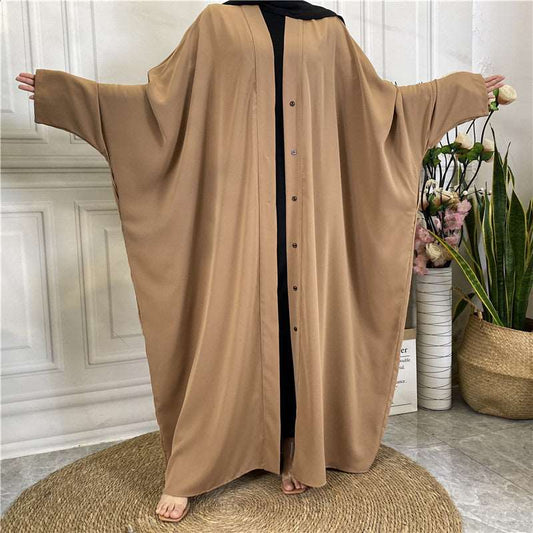 Apricot Butterfly Open Abaya with popper buttons 