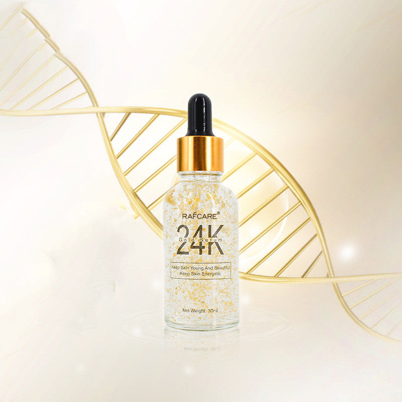 24K Gold anti-aging serum - Hallafa Rafcare 24K Gold anti-aging serum Efficacy: brightens skin tone, tightens skin, reduces fine lines, repairs skin, improves skin's ability to absorb moisture, and gives you firmer, smoother skin.Usage: After cleaning the face, use a dropper to apply an appropriate amount to the face or the surface of the extremities, and pat gently until absorbed.Luxuriously add 99.99% gold to protect every inch of skin on the face, leaving the skin supple and smooth every day. 30ml #