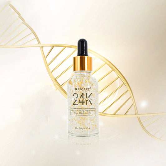 24K Gold anti-aging serum - Hallafa Rafcare 24K Gold anti-aging serum Efficacy: brightens skin tone, tightens skin, reduces fine lines, repairs skin, improves skin's ability to absorb moisture, and gives you firmer, smoother skin.Usage: After cleaning the face, use a dropper to apply an appropriate amount to the face or the surface of the extremities, and pat gently until absorbed.Luxuriously add 99.99% gold to protect every inch of skin on the face, leaving the skin supple and smooth every day. 30ml #