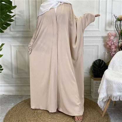 Light apricot Butterfly Open Abaya with popper buttons 