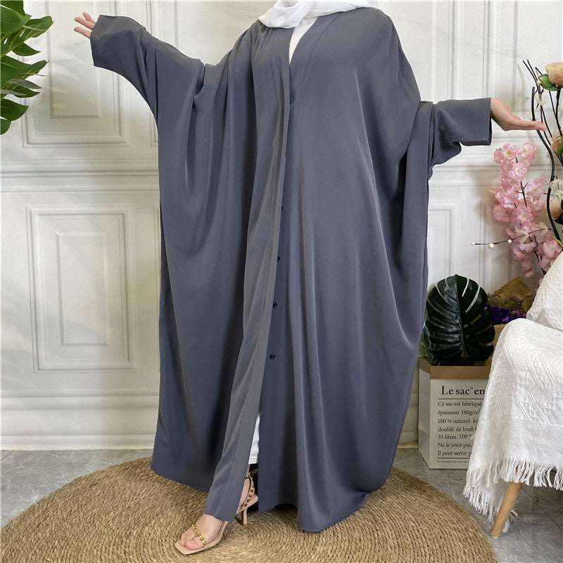 Grey Butterfly Open Abaya with popper buttons 