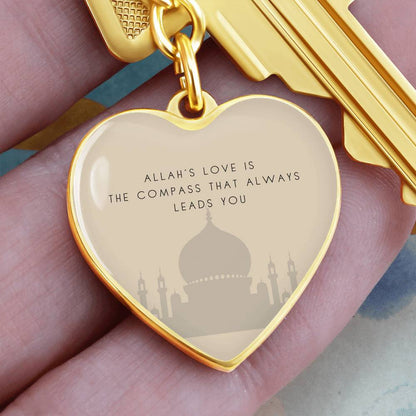 ALLAH HEART KEYCHAIN - Hallafa Experience the uniqueness of our Allah heart keychain - the perfect Islamic gift and a thoughtful present for any Muslim. You won't be disappointed with our best-selling product made of premium surgical steel and available in an 18k gold finish. Keep this high-quality keychain as a special reminder, either for yourself or for someone dear to you. Product Dimensions:Curb Chain KeychainKey Ring Diameter: 1.1” (28mm)Heart Pendant: 0.9” x 0.9” (24mm x 24mm) #