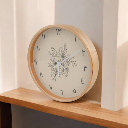 Hallafa arabic wall clock arabic numbers,Looking for a stunning addition to your home decor? Consider the Wood Frame 10” Clock, featuring Arabic numbers and a beautifully crafted wooden frame. With its classic charm and modern style, this clock is the perfect accent for any room.