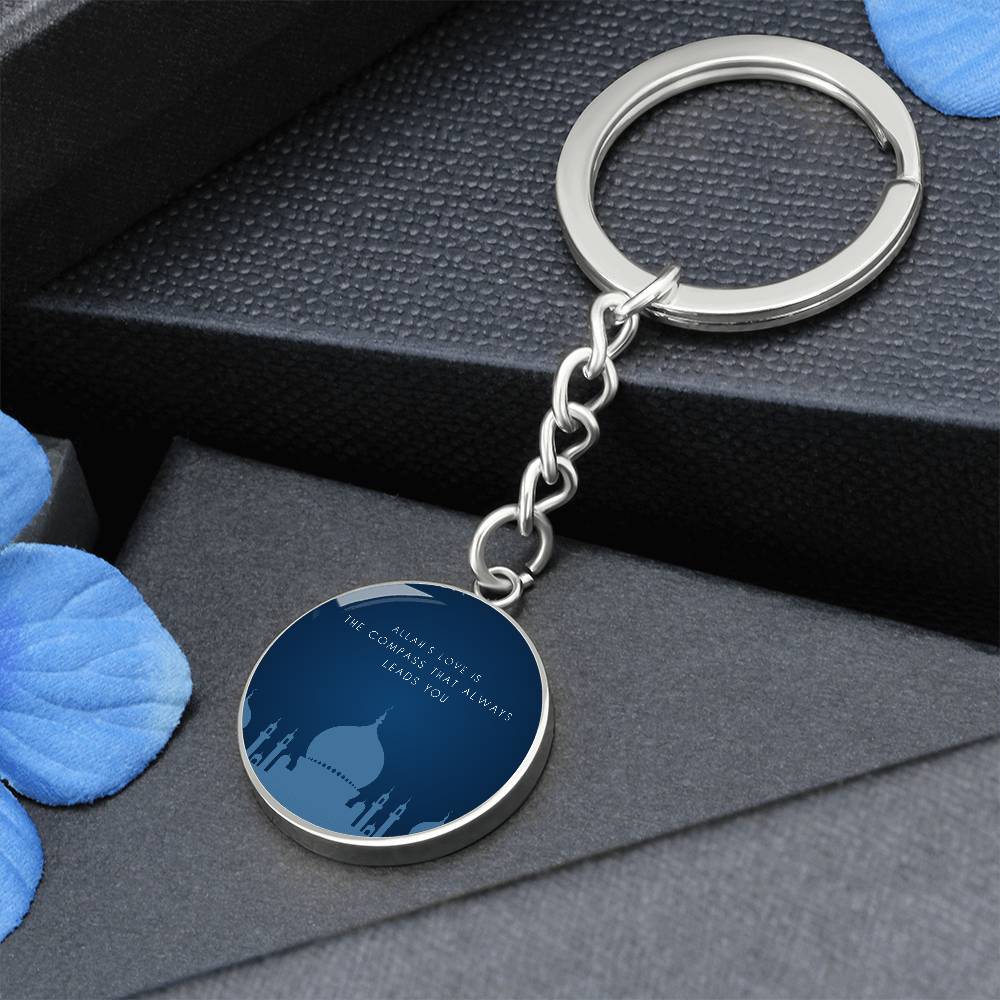 ALLAH- CIRCLE KEYCHAIN - Hallafa Looking for a unique Islamic gift? Our best-selling Allah-Circle Keychain is made with high-quality surgical steel and an optional 18k gold finish. This beautiful keychain is designed to impress and inspire as a special gift for a loved one or yourself. Get yours and elevate your daily life with its elegant and meaningful design! Gift for muslim. Product Dimensions: · Curb Style Keychain· Key Ring Diameter: 1.1" (28mm)· Circle Pendant: 0.9" x 0.9" (23.5mm x 23.5mm) #