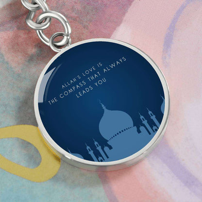 ALLAH- CIRCLE KEYCHAIN - Hallafa Looking for a unique Islamic gift? Our best-selling Allah-Circle Keychain is made with high-quality surgical steel and an optional 18k gold finish. This beautiful keychain is designed to impress and inspire as a special gift for a loved one or yourself. Get yours and elevate your daily life with its elegant and meaningful design! Gift for muslim. Product Dimensions: · Curb Style Keychain· Key Ring Diameter: 1.1" (28mm)· Circle Pendant: 0.9" x 0.9" (23.5mm x 23.5mm) #