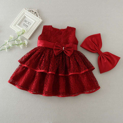 Baby girl dress with bow - Hallafa This Baby Girl dress with bow is perfect for any special occasion! · Color: Red, White #