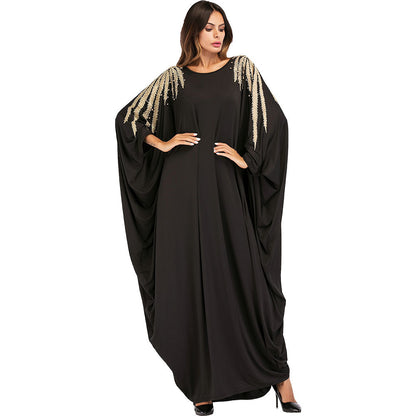 Beaded bat sleeved Abaya - Hallafa This plus size ladies Abaya dress features luxurious beading along the bat-sleeved silhouette, creating an elegant and tasteful look that is sure to make you feel your best. Main fabric composition: Spandex Size: one size Note: As you know, the different computers display colors differently, the color of the actual item may vary slightly from the following images. #