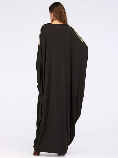 Beaded bat sleeved Abaya - Hallafa This plus size ladies Abaya dress features luxurious beading along the bat-sleeved silhouette, creating an elegant and tasteful look that is sure to make you feel your best. Main fabric composition: Spandex Size: one size Note: As you know, the different computers display colors differently, the color of the actual item may vary slightly from the following images. #