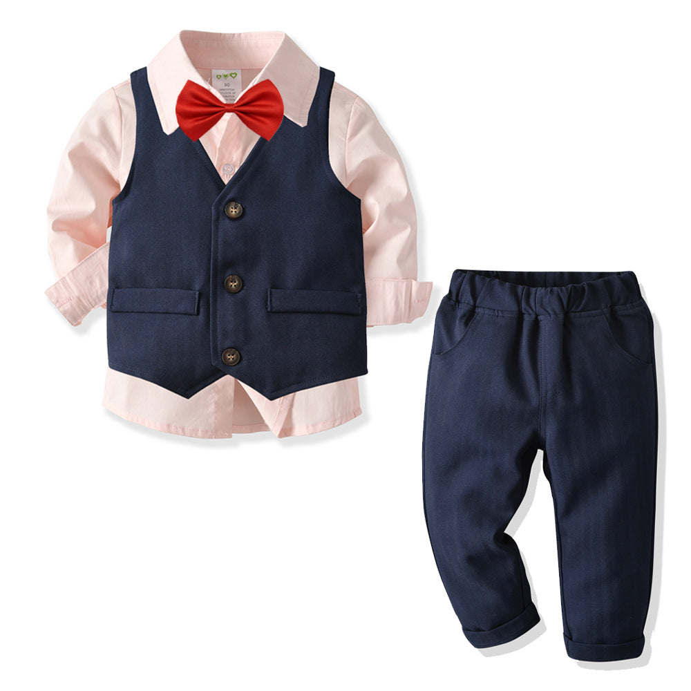 "blue/pink Boy´s shirt trousers suit"