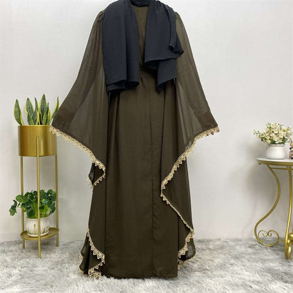 CHIFFON FARASHA KAFTAN dark green with golden details