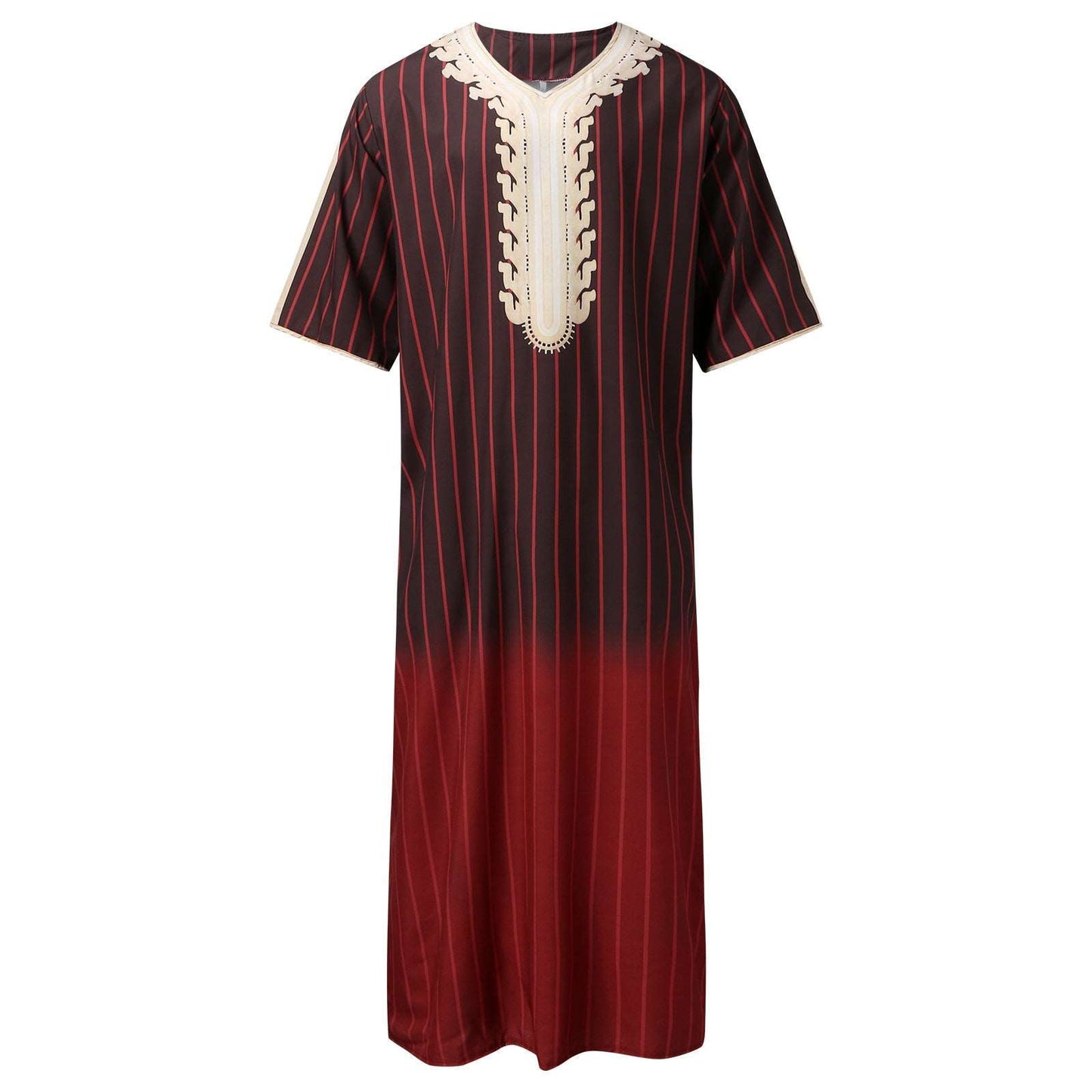 "red Casual V Neck Mid Sleeve Men's Thobe/jubba."