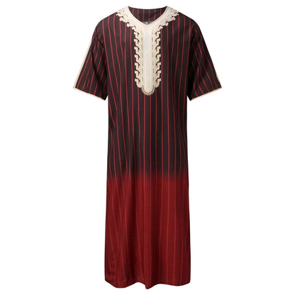 "red Casual V Neck Mid Sleeve Men's Thobe/jubba."