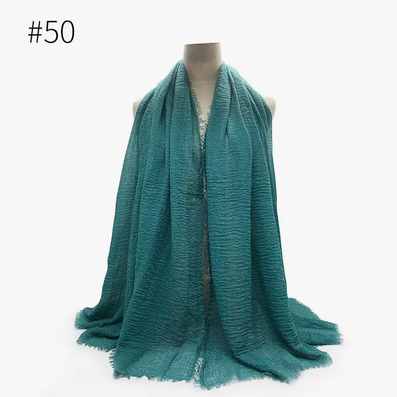 Cotton bubble scarf/hijab - Hallafa Liven up your look with our Cotton Bubble Scarf/Hijab! This solid-coloured muffler shawl/hijab will be sure to turn heads! Width (CM): 95cm Length (CM): 180cm #