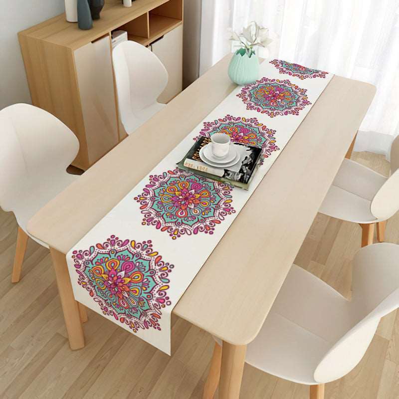 Eid mubarak decorative tablecloth - Hallafa Gather family and friends around the table for memorable Ramadan & 'Eid festivities - Choose from 21 beautiful designs to suit your tastes. · Material: Linen with brushed base. #