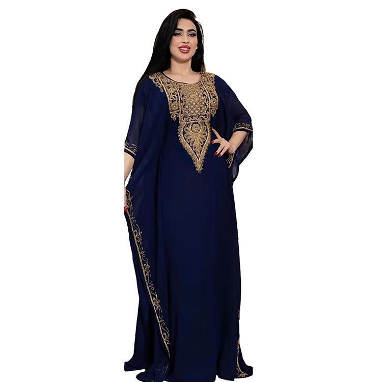 "Blue Embroidered Chiffon moroccan Kaftan."