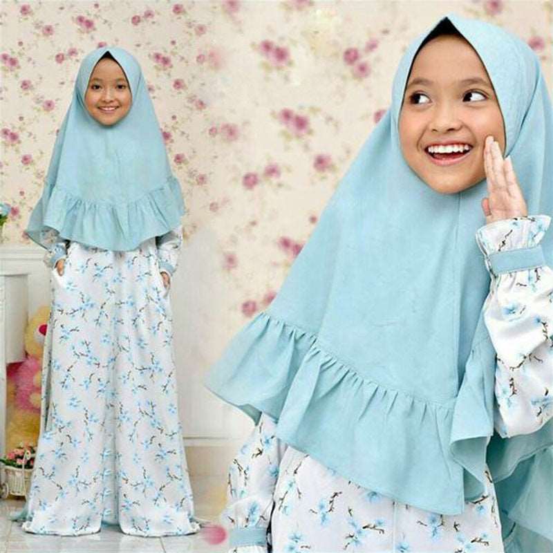 "Girls floral abaya with hijab."