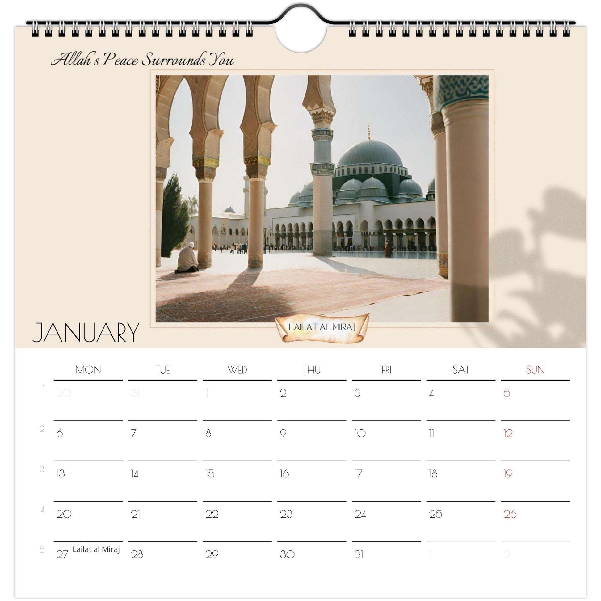 Stay organized and spiritually connected with our beautifully designed Islamic Wall Calendar. Featuring all the significant Islamic dates, including Ramadan, Eid al-Fitr, Eid al-Adha, Ashura, and many more, this calendar ensures you never miss a special occasion.