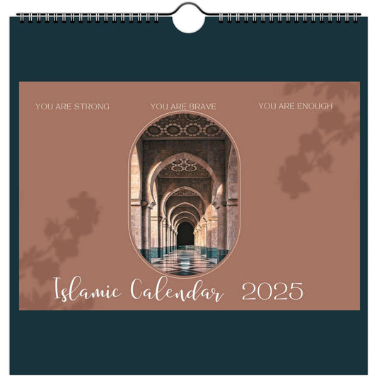 Hallafa Islamic wall calnedar 2025. Stay organized and spiritually connected with our beautifully designed Islamic Wall Calendar. Featuring all the significant Islamic dates, including Ramadan, Eid al-Fitr, Eid al-Adha, Ashura, and many more, this calendar ensures you never miss a special occasion.
Perfect for your home or office, this calendar serves as a gentle reminder of important Islamic holidays and events, helping you stay prepared for these meaningful moments. 