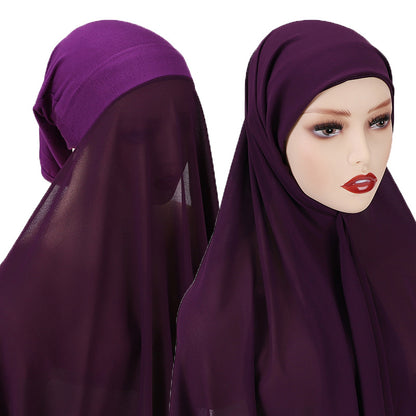 Instant chiffon hijab - Hallafa Instant chiffon hijab! Slip on in seconds—so you can be out the door in no time flat! This lightweight, breathable piece is perfect for keeping it comfy and chic. · Material: Pearl Chiffon· Size(CM): 70CM #