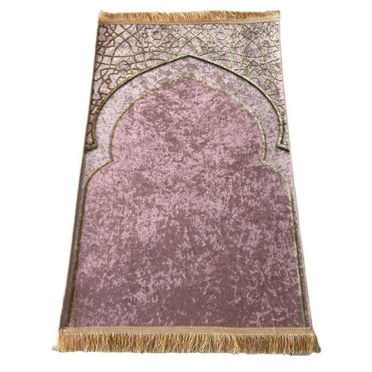 Islamic Prayer mat with fringes on the edges - Hallafa Level up your worship with this deluxe prayer rug, complete with fringes on the edges! Here's a size made just for you - simply pick yours and bow down to the power of prayer! Designed for Muslims. · Sizes: 80x120, 70x110 · Material: polyester fiber (polyester)· Cleaning: hand wash #