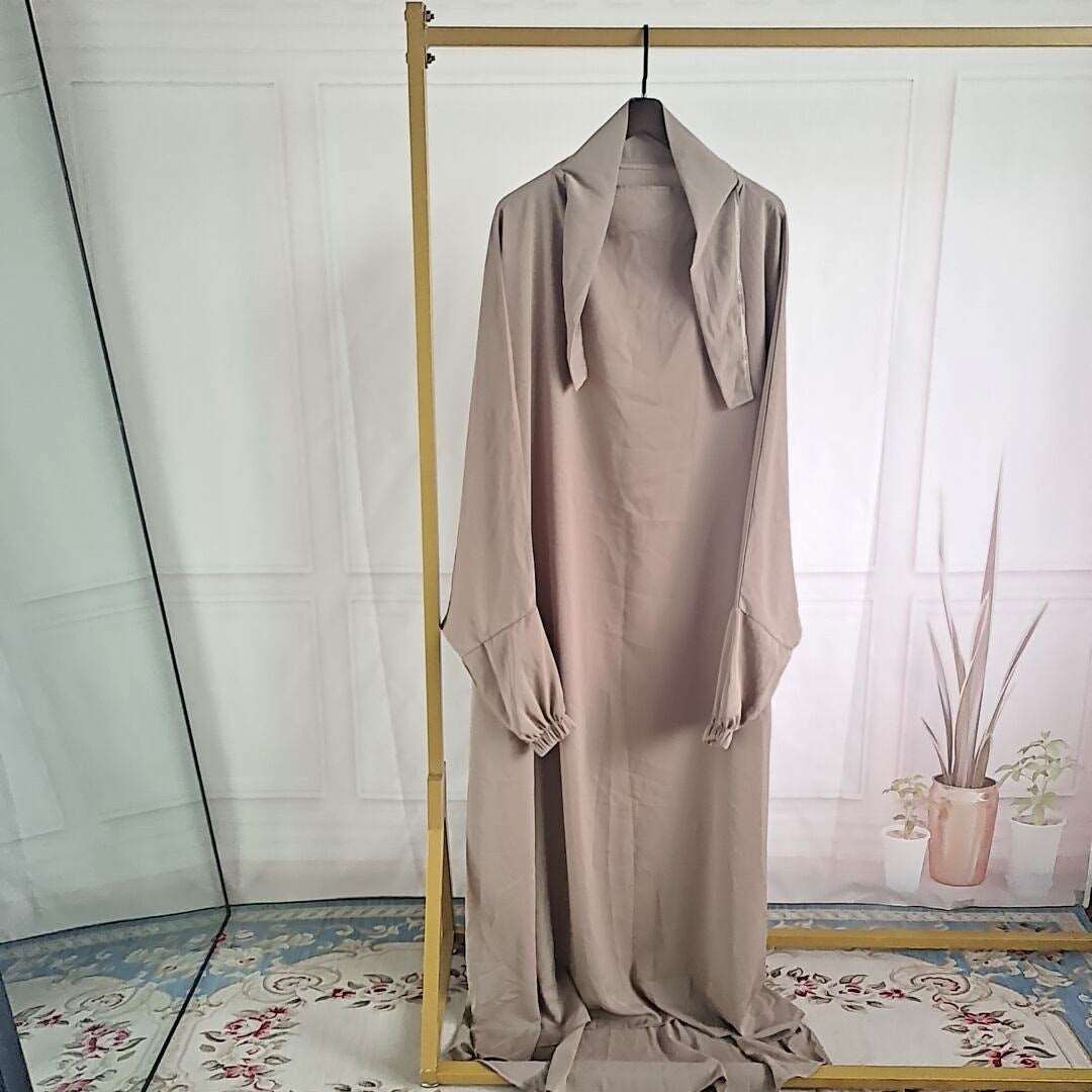 "Jilbab one piece- elastic cuffs khaki."