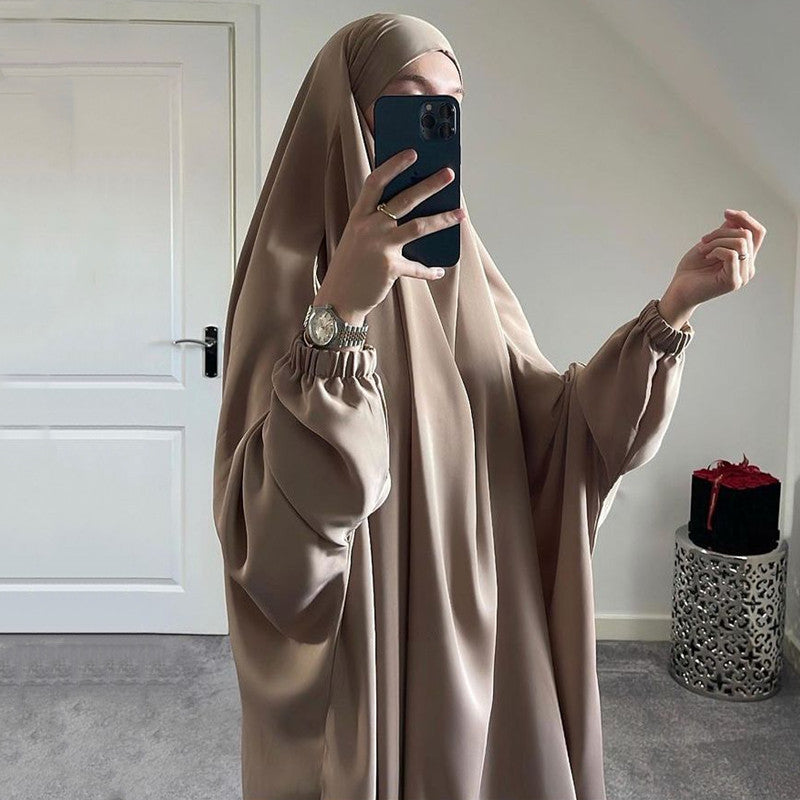 "Khaki Jilbab one piece."