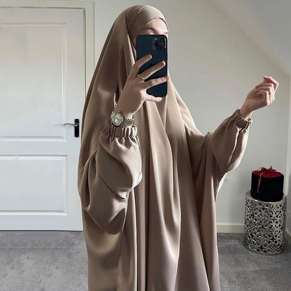 "Khaki Jilbab one piece."