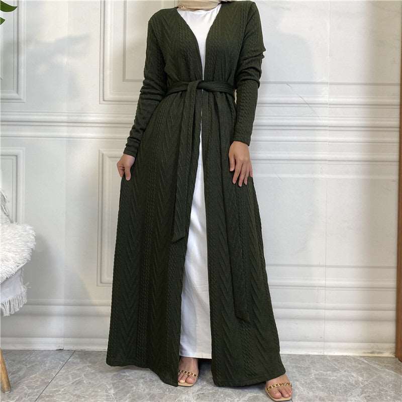 LONG CARDIGAN WITH POCKETS - Hallafa This long cardigan has a belt and pockets that make it perfect for wearing over a Jilbab or abaya to keep you warm and looking stylish. · Fabric name: sweater · Main fabric composition: cotton Size Information: Note: 1. Choose the larger size if your size between two sizes. Please allow 2-3cm differences due to manual measurement. 2.As you know, the different computers display colors differently, the color of the actual item may vary slightly from the following images. #