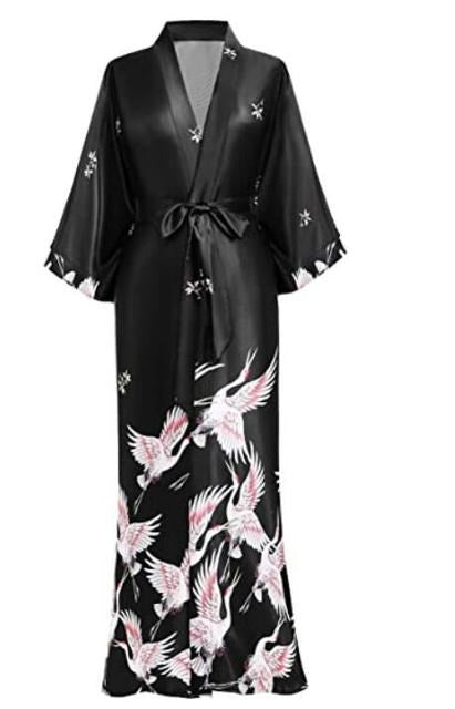 Ladies morning robe - Hallafa Ladies, slip into something more comfortable - like our morning robe! Perfect for starting your day off right. · Color: black Note: 1. Choose the larger size if your size between two sizes. Please allow 2-3cm differences due to manual measurement. 2.As you know, the different computers display colors differently, the color of the actual item may vary slightly from the following images. #