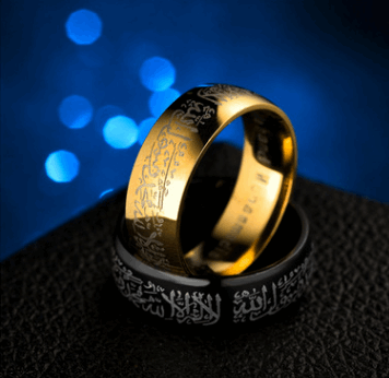 Muslim Ring - Hallafa Muslim Stainless steel ring. Be proud of your religion and get your style to next level. This is one of the Ideal gifts for Valentines Day, Anniversary Day and Birthday to your friend, husband and farther and ourselves. · Available Colors: black, gold #