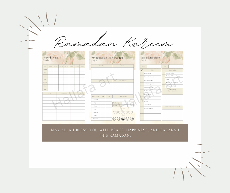 PRINTABLE RAMADAN PLANNER BUNDLE- Hallafa. Ultimate Ramadan Planner Bundle – Stay Organized & Spiritually Focused!