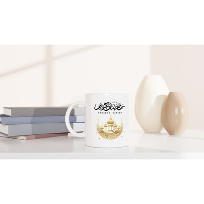 Ramadan Kareem White Ceramic Mug - Hallafa This elegant Ramadan Kareem ceramic mug is an ideal addition to your ramadan celebrations. Enjoy your favorite hot beverages, such as coffee or hot chocolate, in the spirit of this holy month. Perfect for sipping and reflecting, this mug will make your ramadan experience even more special. - Ceramic 11oz mug- Dishwasher and microwave safe- Product safety tests conducted by independent third party laboratories. #