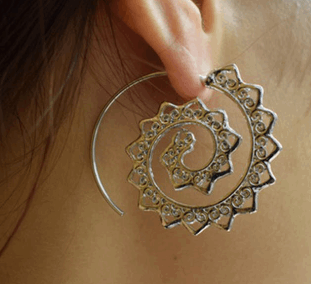 Round spiral earrings - Hallafa Beautiful round spiral earrings add a touch of elegance to any look! Slip these stylish pieces on for incredible style with a hint of class. #