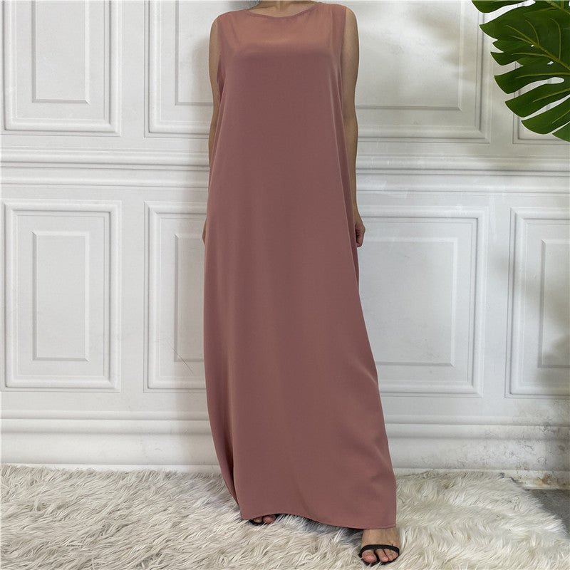 "Pink Sleeveless Inner Slip Dress, under abaya"