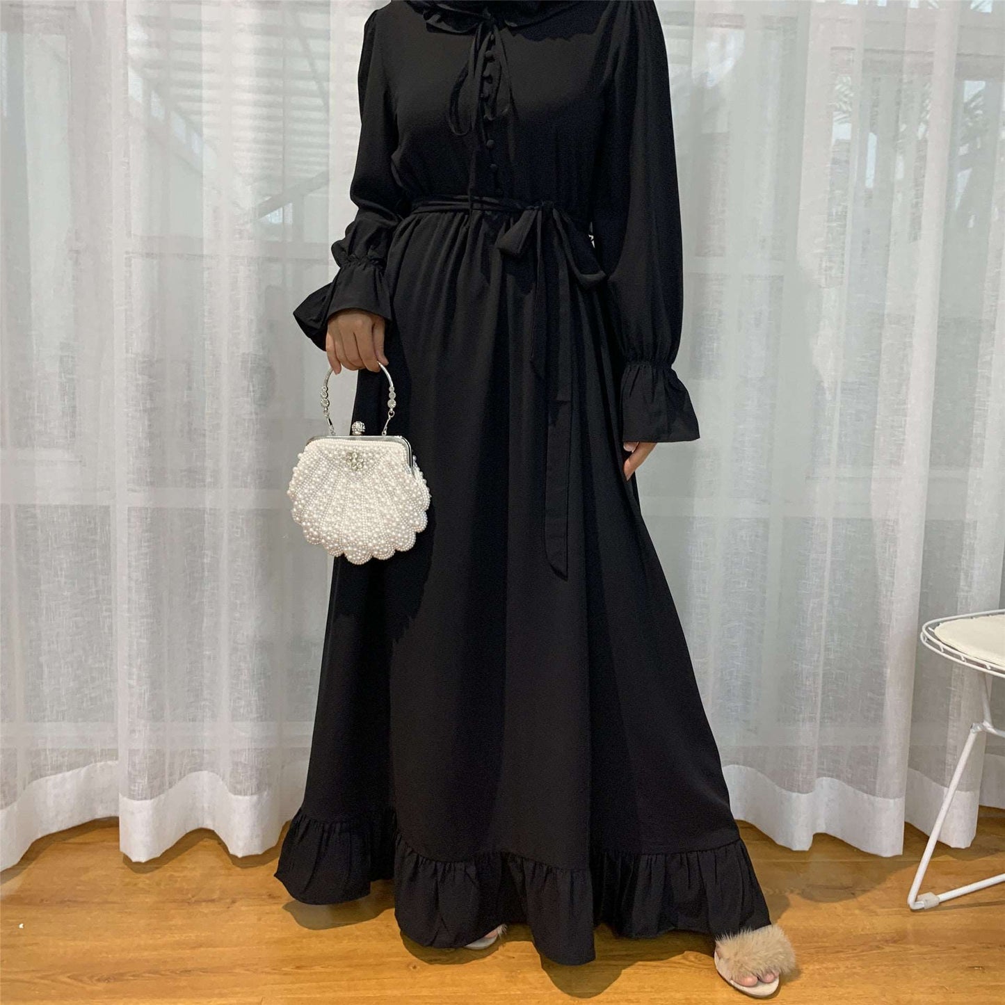 Black modest long sleeve maxi dress