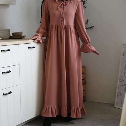 Pink modest long sleeve maxi dress