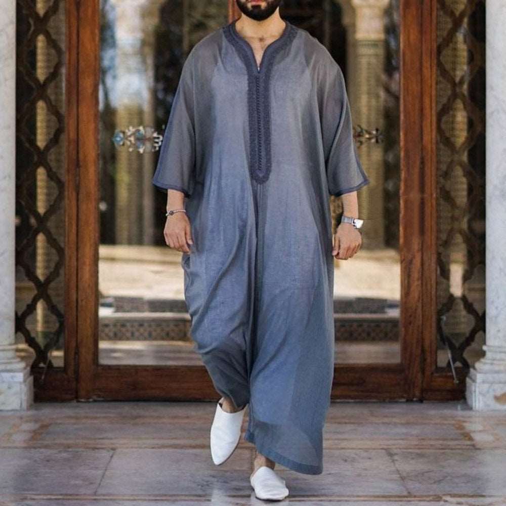 "grey Thin linen casual Men´s Thobe/ jubba"