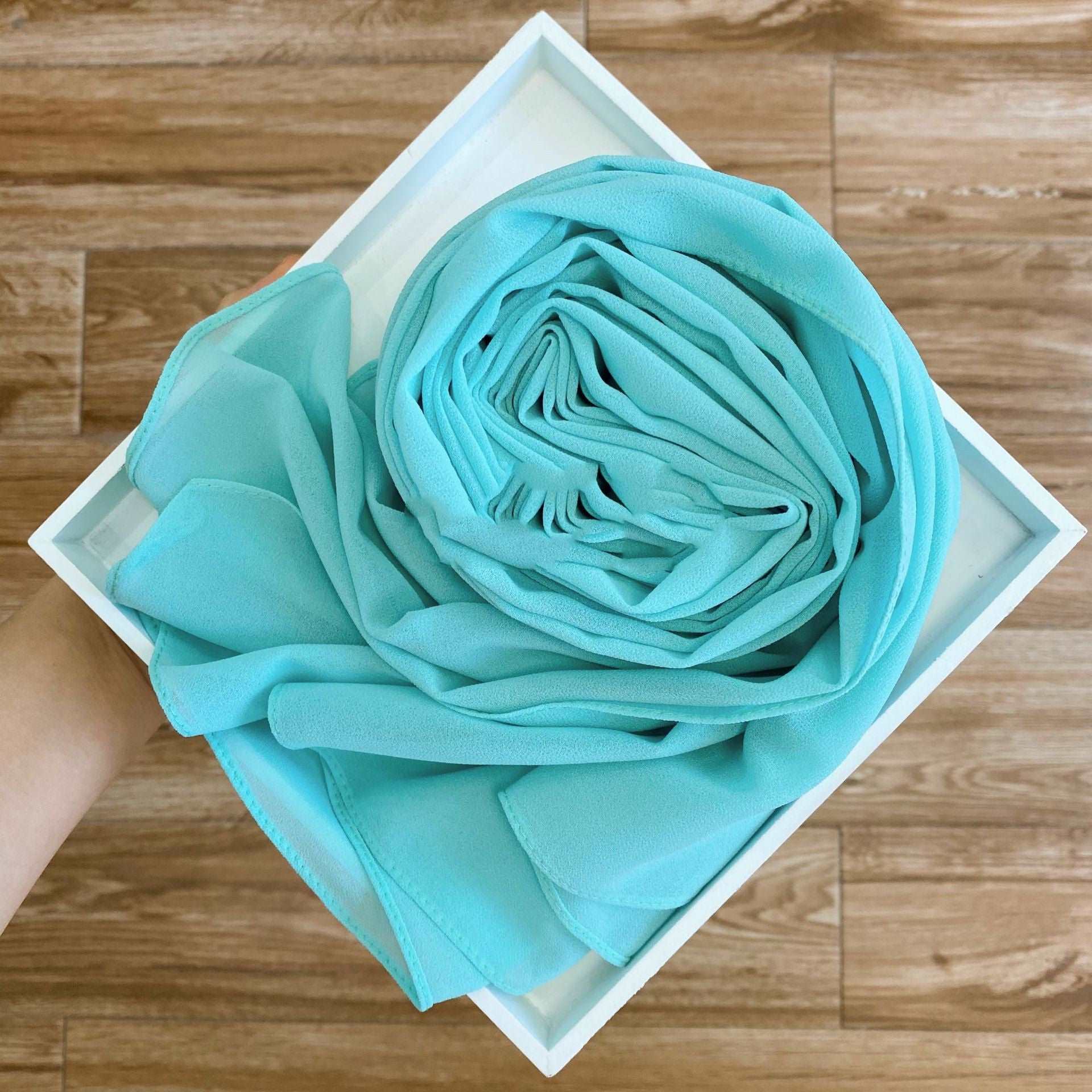 " muslim Women's chiffon hijab scarf aqua blue."