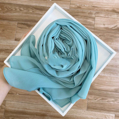 Women's chiffon hijab thin green /light blue scarf