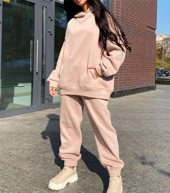 " apricot Women's hoodie with trousers tracksuit."