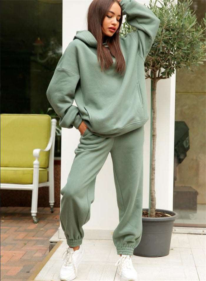 "light green Women's hoodie with trousers tracksuit."