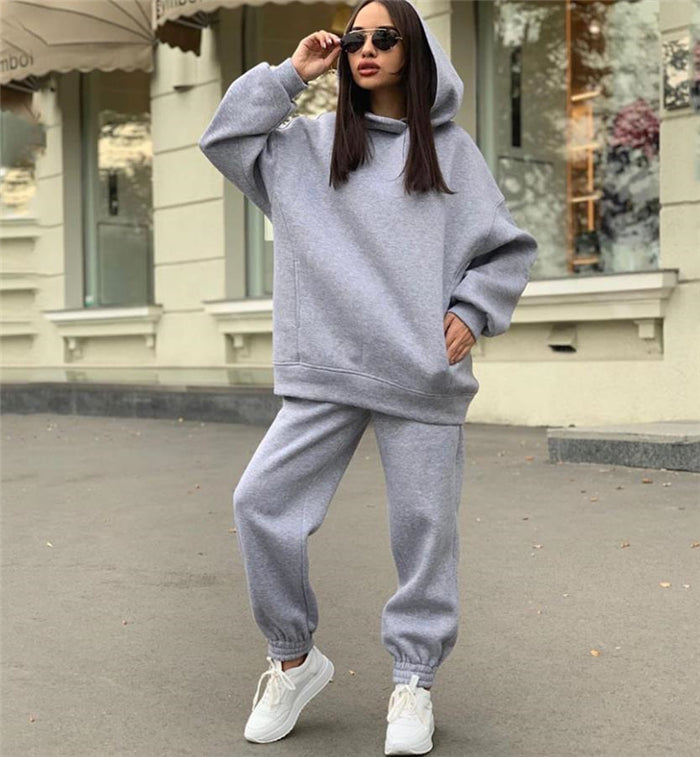 "Grey Women's hoodie with trousers tracksuit"